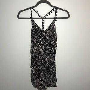 Romper with pom pom straps